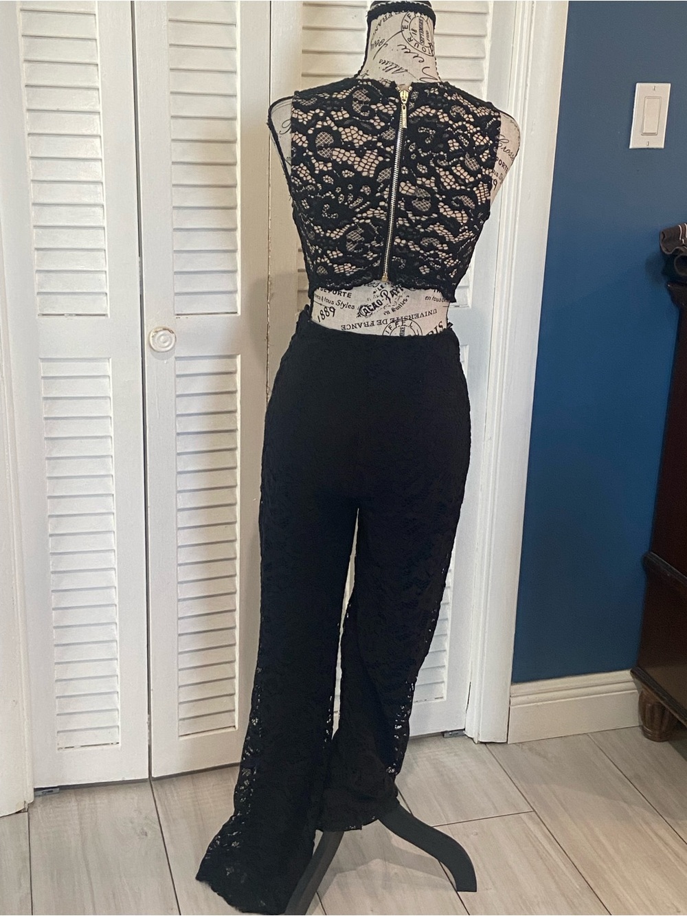 Marciano Black Lace Two-Piece Jumpsuit Set